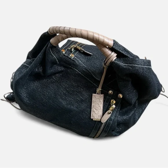 ORYANY Large Canvas Hobo Shoulder Bag Leather Trim | Front & Back Zip Pockets - Picture 8 of 14